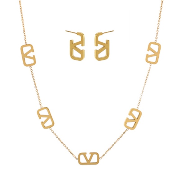 V Pattern Linked Chain Necklace - Picture 1 of 1